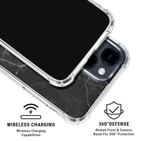 Black Marble iPhone 15 Clear Case
